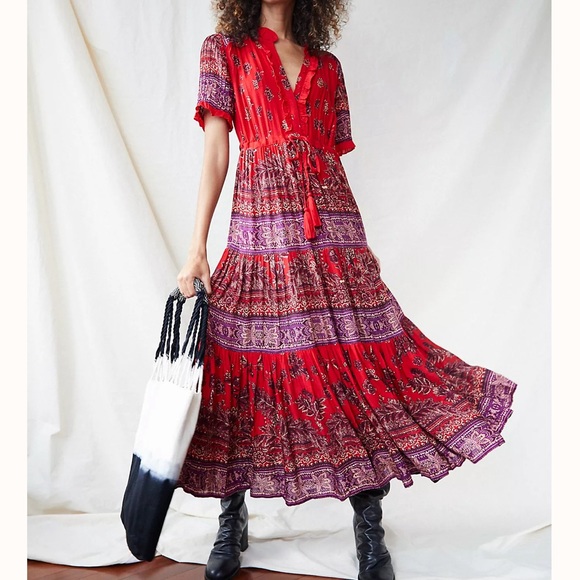 Free People Dresses & Skirts - Free People Rare Feeling Border Printed Tiered Maxi Dress *flawed*